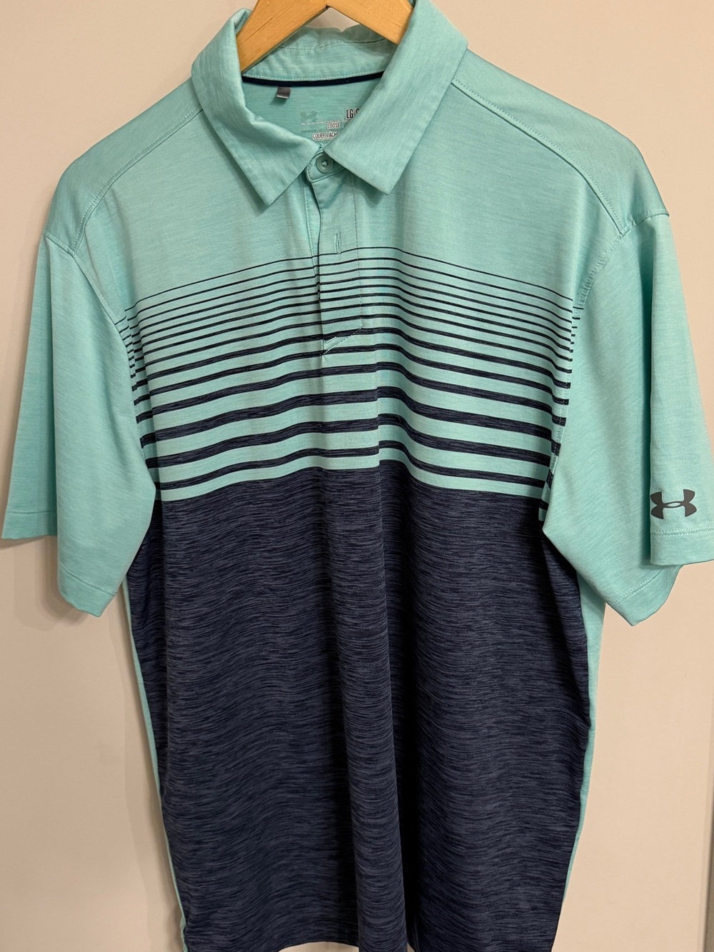 Under Armour Men’s Mint and Navy Striped Performance Polo